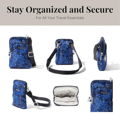 Baggallini Women's Securtex Anti-theft Activity Crossbody Bag - color: Ink Hydrangea