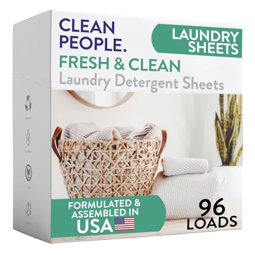 The Clean People Laundry Detergent Sheets - Laundry Soap - Ultra Concentrated, Recyclable Packaging, Stain Fighting - Fresh Scent, 96 Pack - size: 96 Count