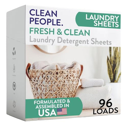 The Clean People Laundry Detergent Sheets - Laundry Soap - Ultra Concentrated, Recyclable Packaging, Stain Fighting - Fresh Scent, 96 Pack - size: 96 Count