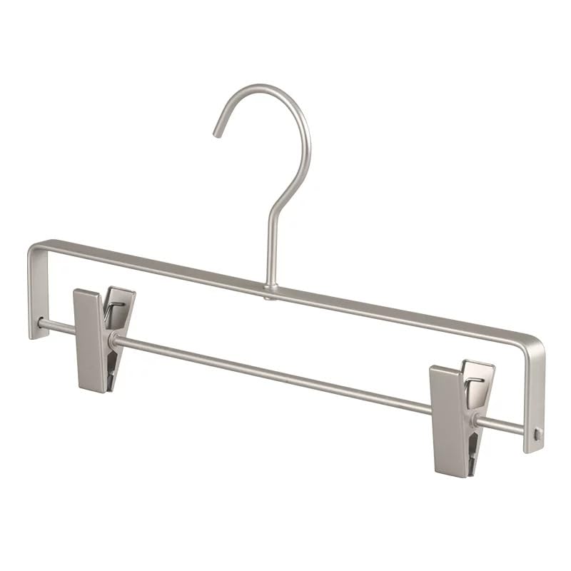 Premium Matte Silvery Aluminum Pants Clip Hanger 100 Pack, 12” Extra Smooth & Durable Metal Shirt Dress Aluminum Alloy Hanger,Clothing Support,Clothing Hang - style: Silver Pants Clip Hanger（100）