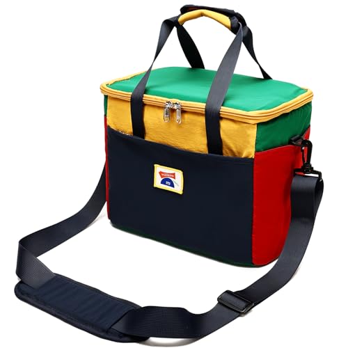 willikiva Insulated Lunch Bag Women Man Leakproof Soft Cooler Tote Bag Reusable LunchBox with Adjustable Shoulder Strap for Adults Work Travel(Deep Blue Yellow) - color: Deep Blue Yellow
