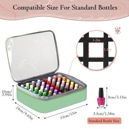 YOREPEK Extra Large Nail Polish Organizer Case Holds 96 to 100+ Bottles (15ml/0.5 fl.oz) UV lamp, Gel Polish Travel Case Bag with 2 Removable Pouches Fits Nail Supplies, Gifts for Manicurist, Green - color: Green-96bottles