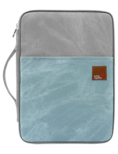 Document A4 Bag Case Waterproof Organizer Portfolio Office Travel Zipper Multi-Function Pouch - color: Blue Grey