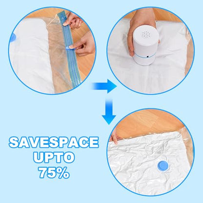 4-Pack Vacuum Compression Space Saving Storage Bags - 13.8 x19.7in Roll-Up Travel Vacuum Seal Bags for Clothing Packing, Cruise Accessories, Luggage & Home Organizers - No Vacuum or Pump Needed
