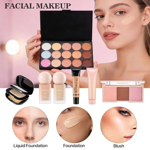 All in One Makeup Kit for Women Full Kit, Travel Makeup Set, Make up Foundation Eyeshadow Palette Concealer Lipstick Eyeliner Cosmetic Brushes Makeup Gift Set for Women Teen Girls