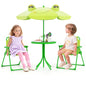 HONEY JOY Kids Picnic Table, Animal Themed Toddler Outdoor Table and Chair Set, 2 Folding Chairs & Removable Umbrella, Children Outdoor Furniture for Backyard Patio Garden (Light Green Frog) - color: Light Green Frog