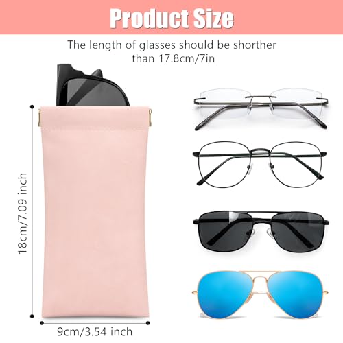 Sightor Sunglass Case, 2 Pcs Soft Eyeglass Cases for Women Portable Squeeze Top Leather Glasses Pouch - color: Black, Rose