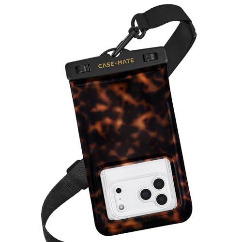 Case-Mate IP68 Waterproof Phone Pouch - Beach Cruise Travel Essentials - Large Floating Phone Case w/Crossbody Lanyard for iPhone 17 Pro Max/16 Pro/15/14/13/S26 - Touchscreen Friendly - Tortoiseshell - color: Tortoiseshell