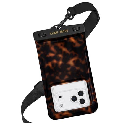 Case-Mate IP68 Waterproof Phone Pouch - Beach Cruise Travel Essentials - Large Floating Phone Case w/Crossbody Lanyard for iPhone 17 Pro Max/16 Pro/15/14/13/S26 - Touchscreen Friendly - Tortoiseshell - color: Tortoiseshell
