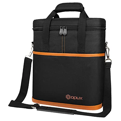 opux 3 Bottle Wine Carrier Tote, Insulated Leakproof Wine Cooler Bag, Wine Travel Bag Tote for Picnic BYOB Beach, Portable Wine Bottle Carrying Case, Gift for Wine Lover Women Men Christmas, Brown - color: Brown