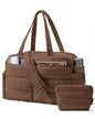 BAGSMART Gym Bag for Women, Lightweight Puffer Duffle Bag 2-PC Travel Bag, 31L Weekender Overnight Bag Quilted Carry On Tote Bag, Diaper Hospital Dance bag for Travel, Gym, Water Resistant - color: Coffee Brown