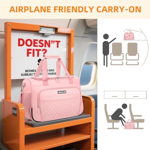 Travel Duffle Bag for Women, Underseat Carry On luggage Bag Foldable Overnight Weekender Hospital Bag Lightweight Airplanes Personal Item Travel Tote Bag for Women Birthday Gifts, 16IN Pink - color: Pink, size: 16IN