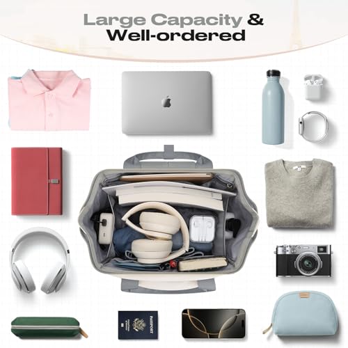 Maelstrom Travel Backpack for Women Men,Laptop Backpack Fits 15.6-17.3 Inch Laptop, Nurse/Work Bag with Insulated Lunch Box (Gray-beige) - color: Gray-beige
