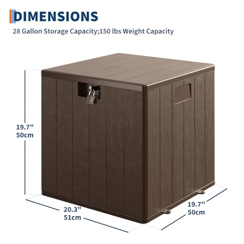 80 Gallon Resin Deck Box, Large Waterproof Outdoor Storage Box with Lockable Lid & UV Resistant, Storage Container for Patio Furniture Cushions, Garden, Backyard, and Poolside，Brown