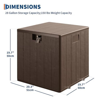 80 Gallon Resin Deck Box, Large Waterproof Outdoor Storage Box with Lockable Lid & UV Resistant, Storage Container for Patio Furniture Cushions, Garden, Backyard, and Poolside，Brown