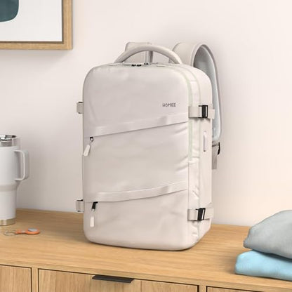 HOMIEE Travel Laptop Backpack for Men Women, Personal Item Carry On Bag, Dry Wet Separation, Weekender Business Hiking Camping College Bag, Mochila de Viaje, Beige - color: Beige, size: X-Large