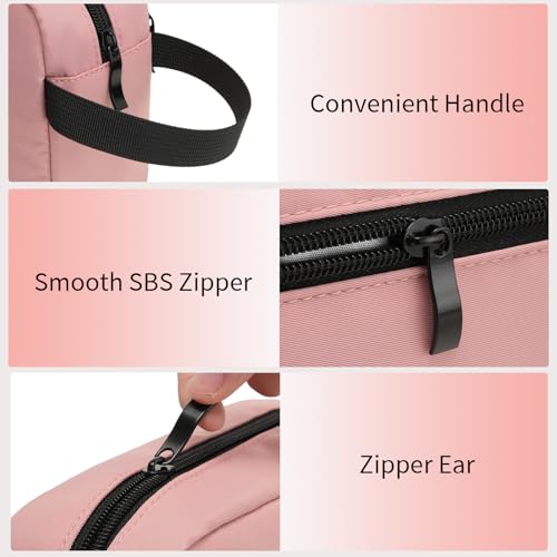 Travel Hanging Toiletry Bag with Carry Handle - Water-Resistant Small Cosmetic Organizer for Men & Women, Makeup, Shaving Kit, Gym & Travel Essentials (Dusty Pink) - color: Dusty Pink