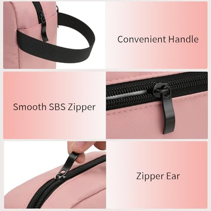 Travel Hanging Toiletry Bag with Carry Handle - Water-Resistant Small Cosmetic Organizer for Men & Women, Makeup, Shaving Kit, Gym & Travel Essentials (Dusty Pink) - color: Dusty Pink