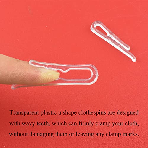 HAHIYO 2 inches/50mm 120Pcs Clear Plastic U Shape Alligator Clips Clothespins Garment Shirt Folding Clips with Teeth for Sewing Room Folding Board Sock Tie Pant Securing Fabric to Comic Book Board - size: Clear - 2.0 inches - 120 Count - With Teeth