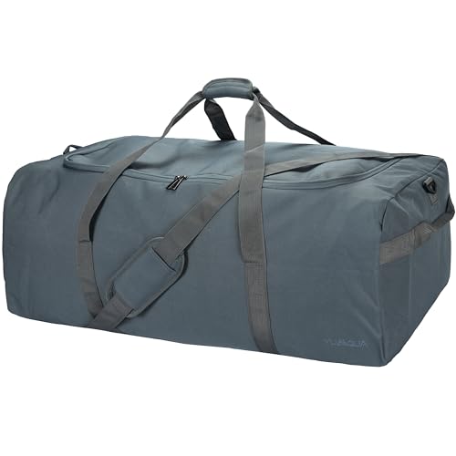 Large Duffle Bag for Travel, 100L Water Resistant Travel Duffel Bags for Men, 900D Polyester Heavy Duty Extra Large Duffle Bag Durable Moving Bags for Airline Sports Equipment Camping Gear Storage - color: Grey with Shoulder Strap
