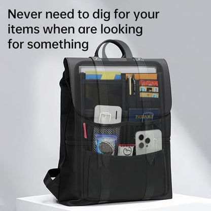 Stiff Backpack Insert Organizer for Men Women Bag In Bag,Thin Water-repellent Nylon 13.7''x10.2''x2''-Black - color: Black
