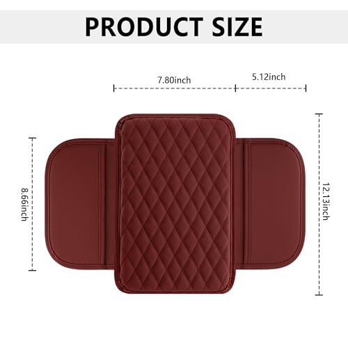 Stacool Upgraded Car Center Console Cover,Microfiber Leather Car Armrest Cover Cushion with 2 Storage Bags,Universal Car Armrest Storage Box (Red) - color: Red