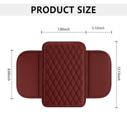 Stacool Upgraded Car Center Console Cover,Microfiber Leather Car Armrest Cover Cushion with 2 Storage Bags,Universal Car Armrest Storage Box (Red) - color: Red