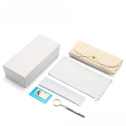 Portable Leather Glasses Case Anti-pressure Glasses Bag Coin Purse Storage Bag Suitable for Men and Women - color: White