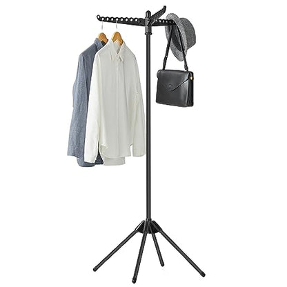 SONGMICS Clothes Drying Rack, 59-Inch Folding Laundry Drying Rack with 3 Rotatable Arms for Hangers, 4 Legs, Stainless Steel, for 27 Pieces of Clothes, Black ULLR510B01 - color: Black, style: 1-Tier
