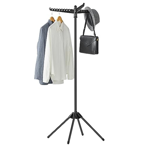 SONGMICS Clothes Drying Rack, 59-Inch Folding Laundry Drying Rack with 3 Rotatable Arms for Hangers, 4 Legs, Stainless Steel, for 27 Pieces of Clothes, Black ULLR510B01 - color: Black, style: 1-Tier