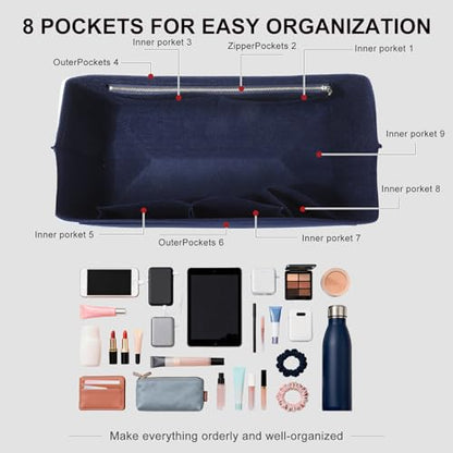 Purse Organizer Insert Compatible with Longchamp Le Pliage L Travel Bag, Blue/LB - color: Blue, size: L Travel Bag