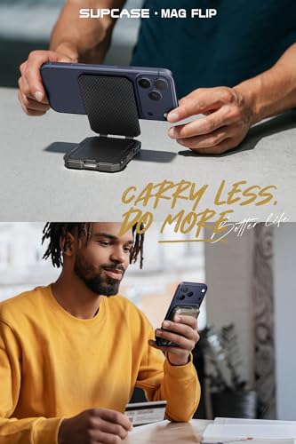 SUPCASE for MagSafe Wallet with Stand, Magnetic Wallet for Men, [Hold 5 Cards] [Adjustable Stand] [RFID Blocking] Phone Stand Credit Card Holder Tripod for iPhone 17/16/15/14/13/12 Series, Carbon - color: Carbon