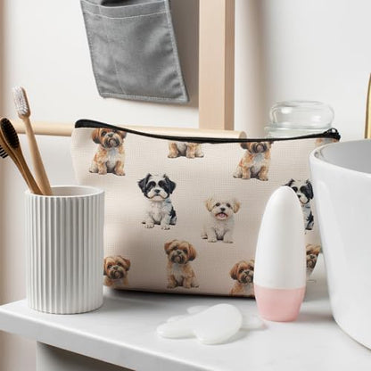Shih Tzu Dog Makeup Bag, Shih Tzu Lovers Gifts Cosmetic Bag for Women, Dog Mom Lovers Owner Gifts for Women Christmas, Pet Lover Gift Zipper Travel Makeup Pouch for Purse - color: shih tzu