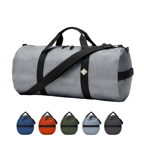 44L Daily Duffel Bag, Heavy-Duty Gear Bag, 1050D Tuff Cloth, Diamond Ripstop, Reinforced Stitching - Grey (12" x 24") - color: Steel Grey, size: 12" x 24" (44 Liters)