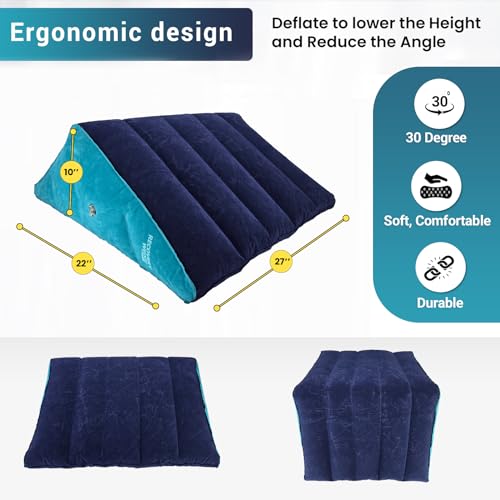 Leg Elevation Pillow by Recovery Wedge, Inflatable Wedge Pillow for Sleeping and Post-Surgical, Improve Circulation and Reduce Swelling, Speed Injury Recovery. (Medium Triangle) - size: Medium Triangle