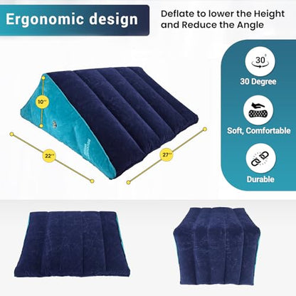 Leg Elevation Pillow by Recovery Wedge, Inflatable Wedge Pillow for Sleeping and Post-Surgical, Improve Circulation and Reduce Swelling, Speed Injury Recovery. (Medium Triangle) - size: Medium Triangle