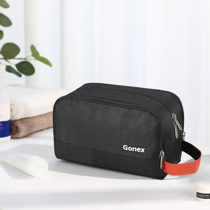 Gonex Travel Toiletry Bag Nylon, Toiletries Kit Shaving Bag Toiletry Organizer Black & Orange - color: Black & Orange