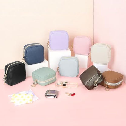 4.9" Small Makeup Bag for Purse, PU Leather Mini Cosmetic Bag with Ring Buckle, Portable Small Makeup Travel Toiletry Pouches for Women, Birthday/Wedding/Christmas Gifts (Metal) - color: Metal-4.9 inch