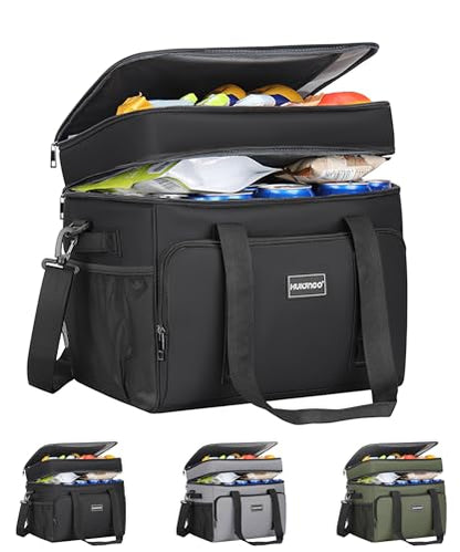 Hulongo Insulated Soft Cooler Bag, Large Ice Coolers Soft Sided Ice Chest for Beach, Collapsible and Portable - color: black (30 CAN Medium)