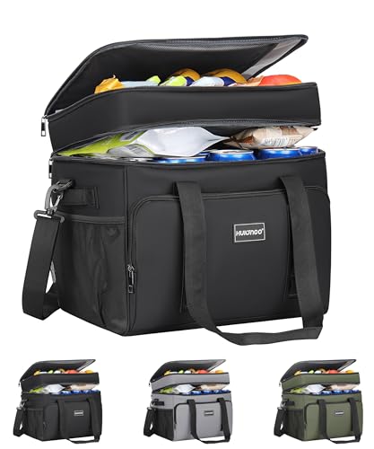Hulongo Insulated Soft Cooler Bag, Large Ice Coolers Soft Sided Ice Chest for Beach, Collapsible and Portable - color: black (30 CAN Medium)