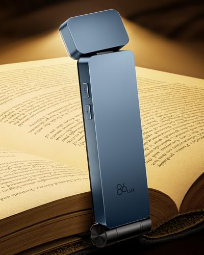 86lux Book Light, Rechargeable Clip-On LED Reading Light for Bed & Night Use - 3 Color Temperatures with Stepless Dimming, Ultralight Bookmark Design for Kids, Book Lovers, Blue - color: Blue