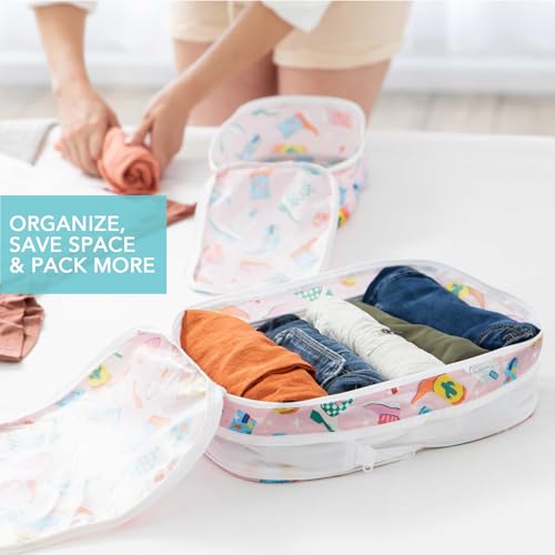 Bumkins Packing Cubes and TSA Approved Pouches for Travel Bag, Organize Luggage with Compression Bags, Essential Traveling Accessories to Pack Clothes, Toiletries Carry On Suitcase, 5-pc Cowgirl Boots - color: A6 Cowgirl Boots-set
