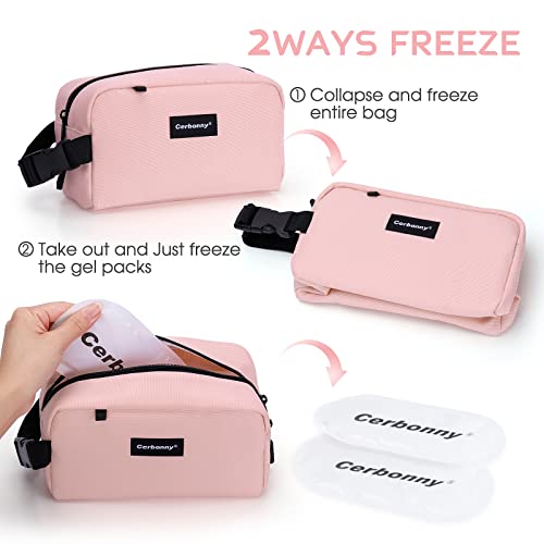 Cerbonny Cooler Bag Freezable Lunch Bag for Work School Travel,Leak-proof Small Lunch Bag,Small Insulated Bag For Kids 3+/Adults,Freezer Lunch Bags,Freezable Snack Bag,Pink - color: Pink-B-2