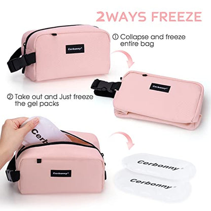 Cerbonny Cooler Bag Freezable Lunch Bag for Work School Travel,Leak-proof Small Lunch Bag,Small Insulated Bag For Kids 3+/Adults,Freezer Lunch Bags,Freezable Snack Bag,Pink - color: Pink-B-2