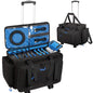 Rolling Dj Cable Bag with Laptop and Microphone Pocket, Dj Bag for Equipment and Music Accessories with Detachable Dividers, Bottom Pad, Dj Gig Bags for Musicians, Professional, Travel, Blue - color: Blue, style: Rolling Dj Cable Bag