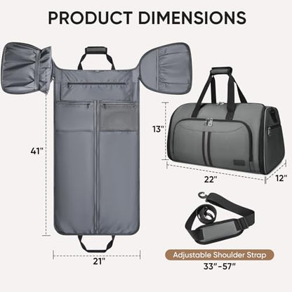 BALEINE Travel Garment Bag, Travel Suit Bag for Men, Water Resistant Carry on Garment Bag for Hanging Clothes, Garment Duffel Bag for Travel Business (Dark Gray-Convertible) - color: Dark Gray-Convertible