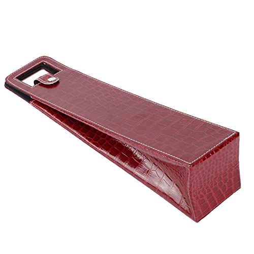Tomotato Leather Wine Bottle Carrier, Stylish PU Leather Wine Tote Bag with Hard Shell Protection, Portable Single Bottle Holder, Red, for Picnic Beach Party Travel Wedding Housewarming - color: Red
