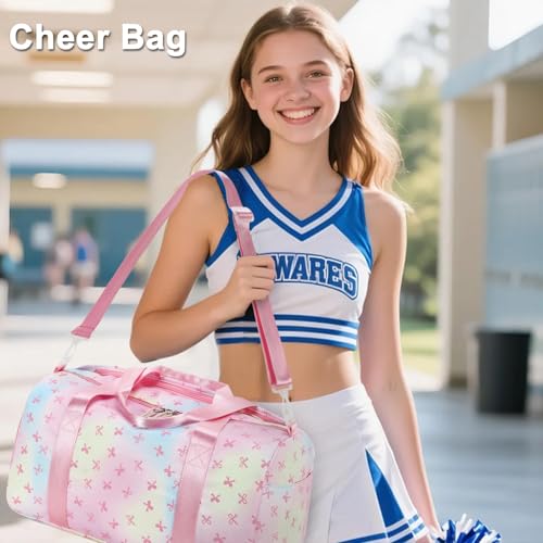 Gym Bag Sports Duffle Bag with Wet Pocket Weekender Overnight Bags with Waterproof Shoe Pouch and Air Hole for Girls Kids Women Workout Travel Bags (Bow Rainbow) - color: Bow Rainbow