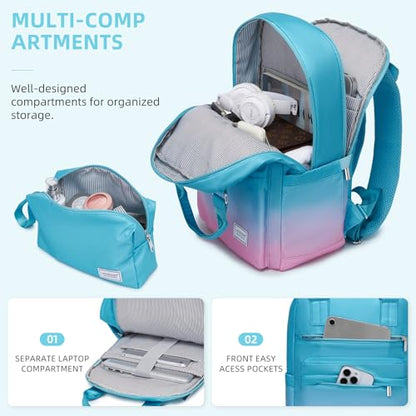 LARVENDER Carry on Luggage 22x14x9 Airline Approved Hardshell Suitcase with Wheels TSA Lock, PC+ABS Lightweight Suitcase Set for Women with Travel Backpack, Cotton Candy, 3 Piece Set - color: Cotton Candy-20BP, size: 3 Piece Set (Backpack/TB/20)