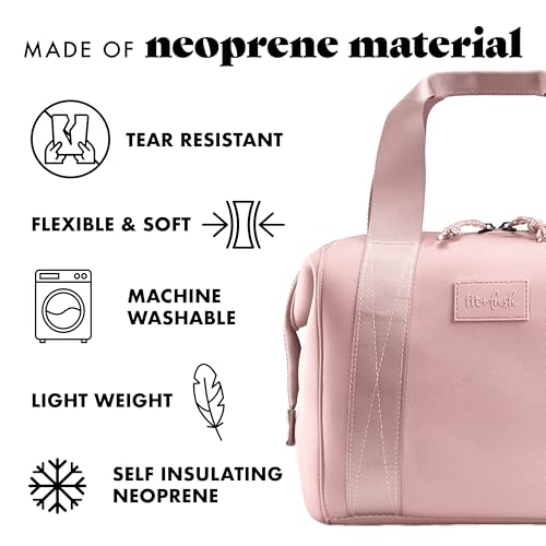 Fit & Fresh Remi Lunch Bag for Women Work – Neoprene Lunch Tote with Containers & Ice Pack, Reusable Meal Prep Lunch Box, Large Capacity, Machine Washable, Mauve - color: Mauve